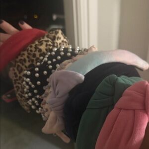 Colorful Headband Set with Leopard and Pearl Accents